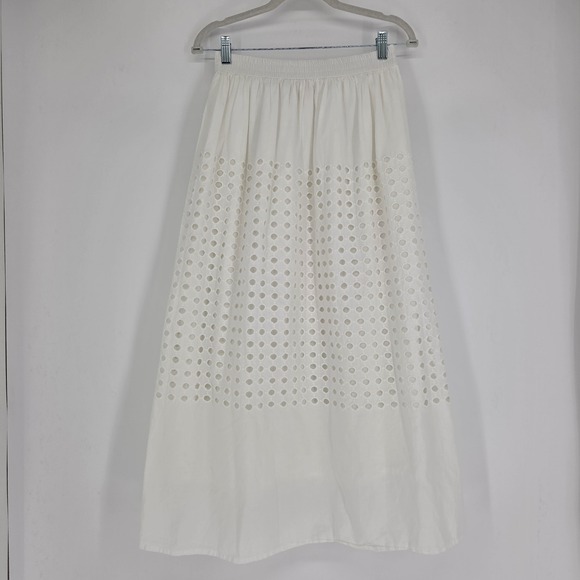 Jennifer & Grace Dresses & Skirts - Womens 100% Cotton Eyelet Maxi Skirt Small Minimalist Summer Capsule Fairy White
